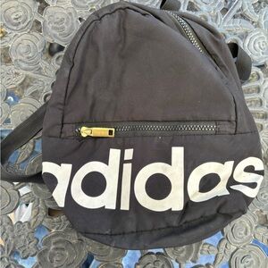 adidas Black Mini Backpack with White Logo and Gold Zipper